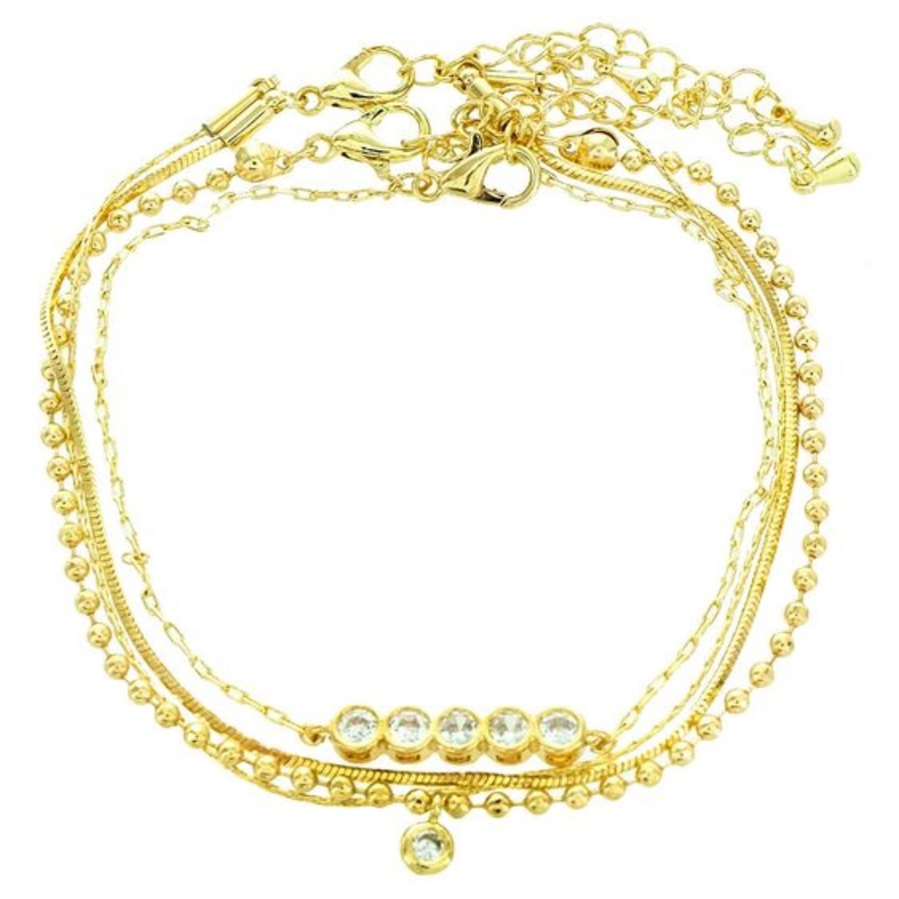 PANACEA Multi-chain gold tone bracelet with crystal dots - NWT